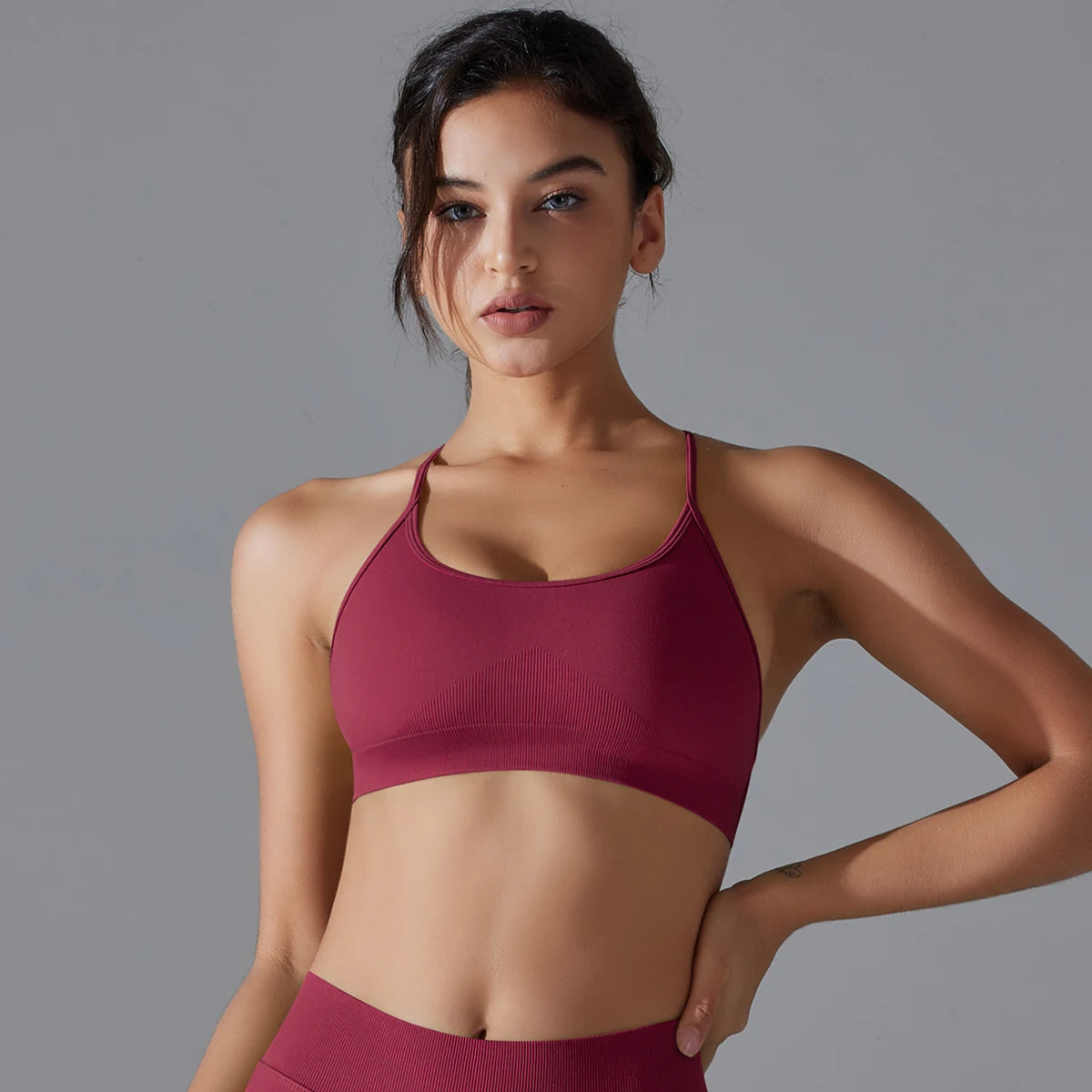 VM Fitness Running Workout Sports Bra SPECIFICATIONSAge: Middle AgeBrand Name: RooftrellenCN: ZhejiangChoice: yesClothing Length: regularCraft of Weaving: KnitDecoration: Hollow OutElasticity: High StrecthFabric Type: BroadclothGender: WomenHigh-concerned