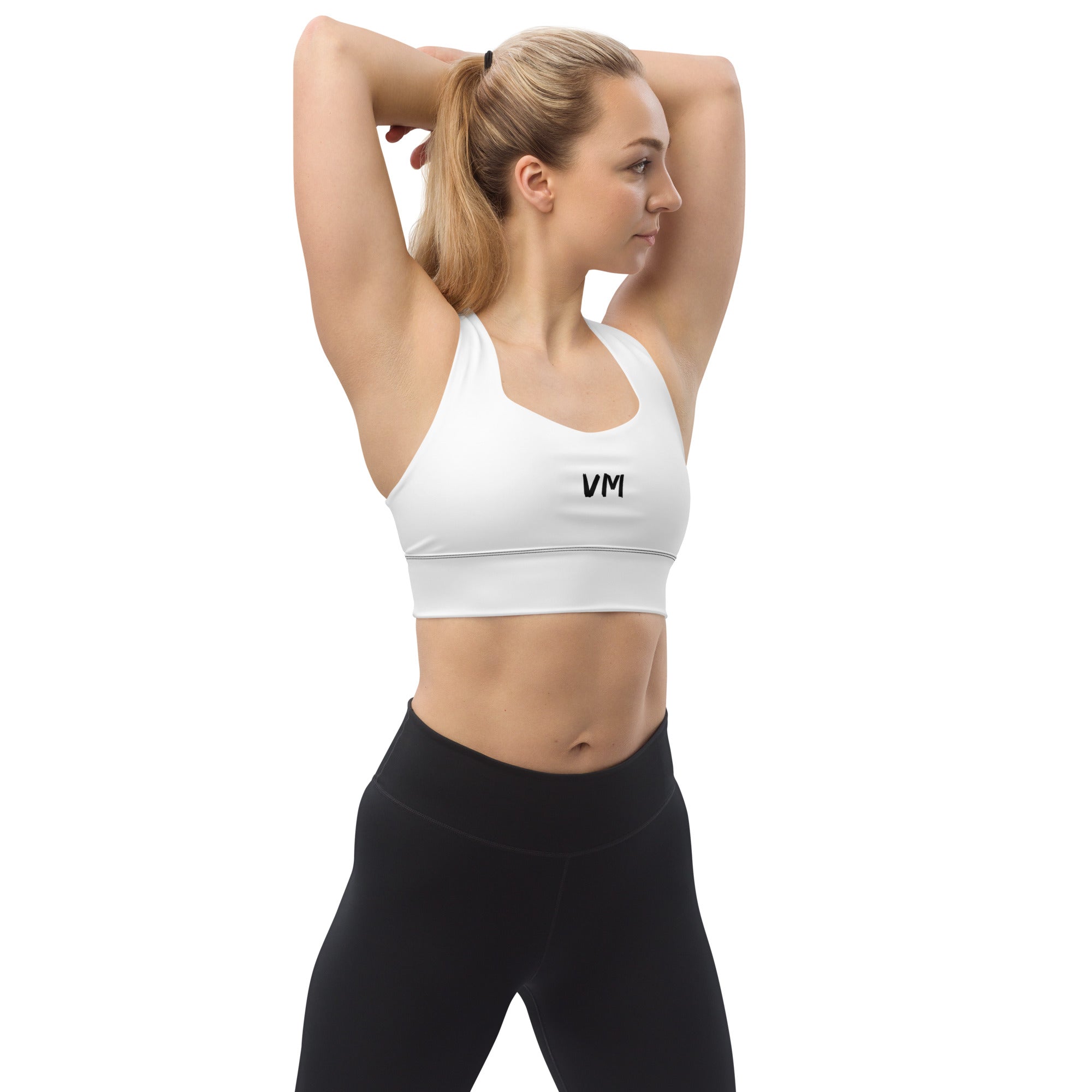 VM Special Longline Sports Bra This sports bra is the perfect workout top for exercising. The compression fabric along with double-layered front and shoulder straps ensures great support while running, jumping, or pumping iron. Wear it while exercising or