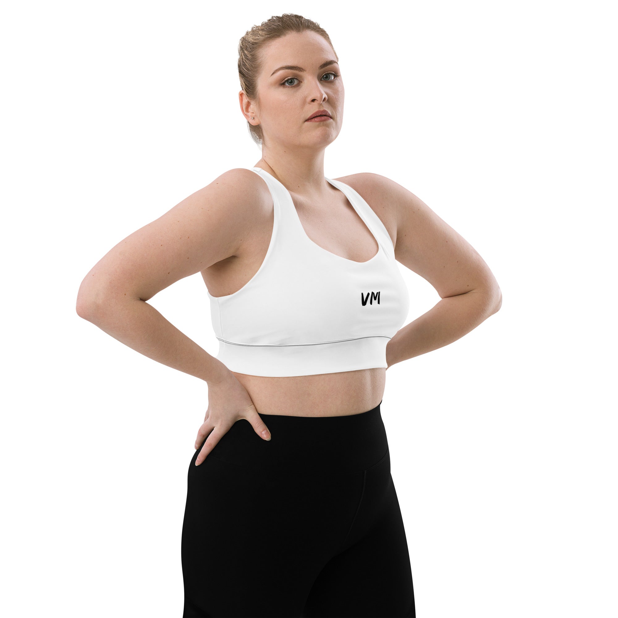 VM Special Longline Sports Bra This sports bra is the perfect workout top for exercising. The compression fabric along with double-layered front and shoulder straps ensures great support while running, jumping, or pumping iron. Wear it while exercising or