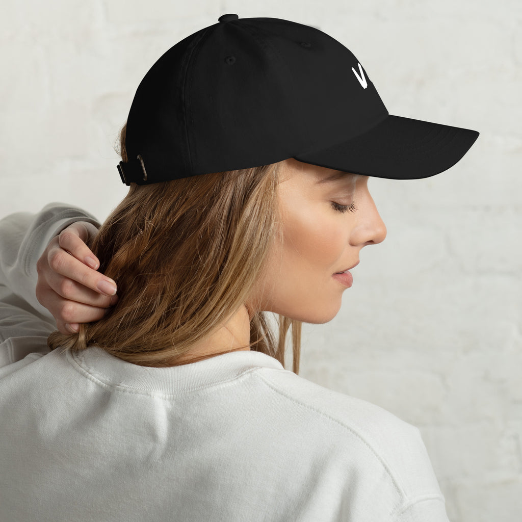 VM OFFICIAL HAT VM hats aren't just for everyone. This one's got a low profile with an adjustable strap and curved visor. • 100% chino cotton twill • Green Camo color is 35% chino cotton twill, 65% polyester • Unstructured, 6-panel, low-profile • 6 embroi