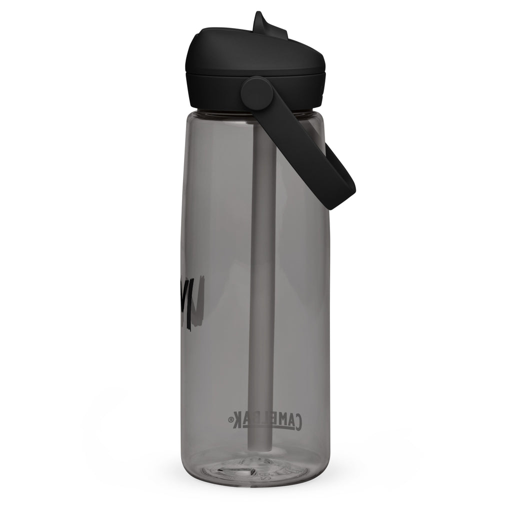 VM Flip Straw Water Bottle Stay hydrated in style with this flip straw water bottle, made from 50% recycled plastic. Resistant to stains, shattering, and odors, it keeps your drinks fresh, while the leak-proof cover and bite valve prevent spills. This ext