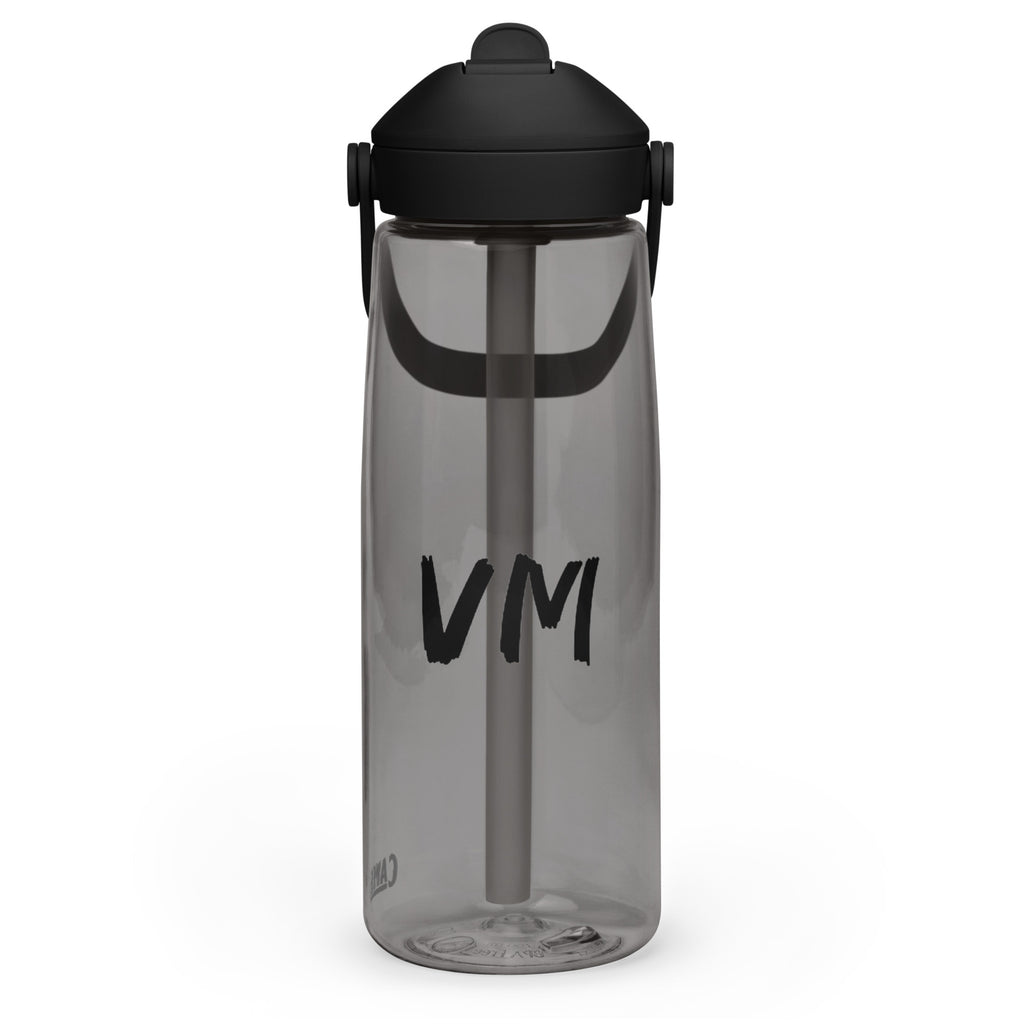 VM Flip Straw Water Bottle Stay hydrated in style with this flip straw water bottle, made from 50% recycled plastic. Resistant to stains, shattering, and odors, it keeps your drinks fresh, while the leak-proof cover and bite valve prevent spills. This ext