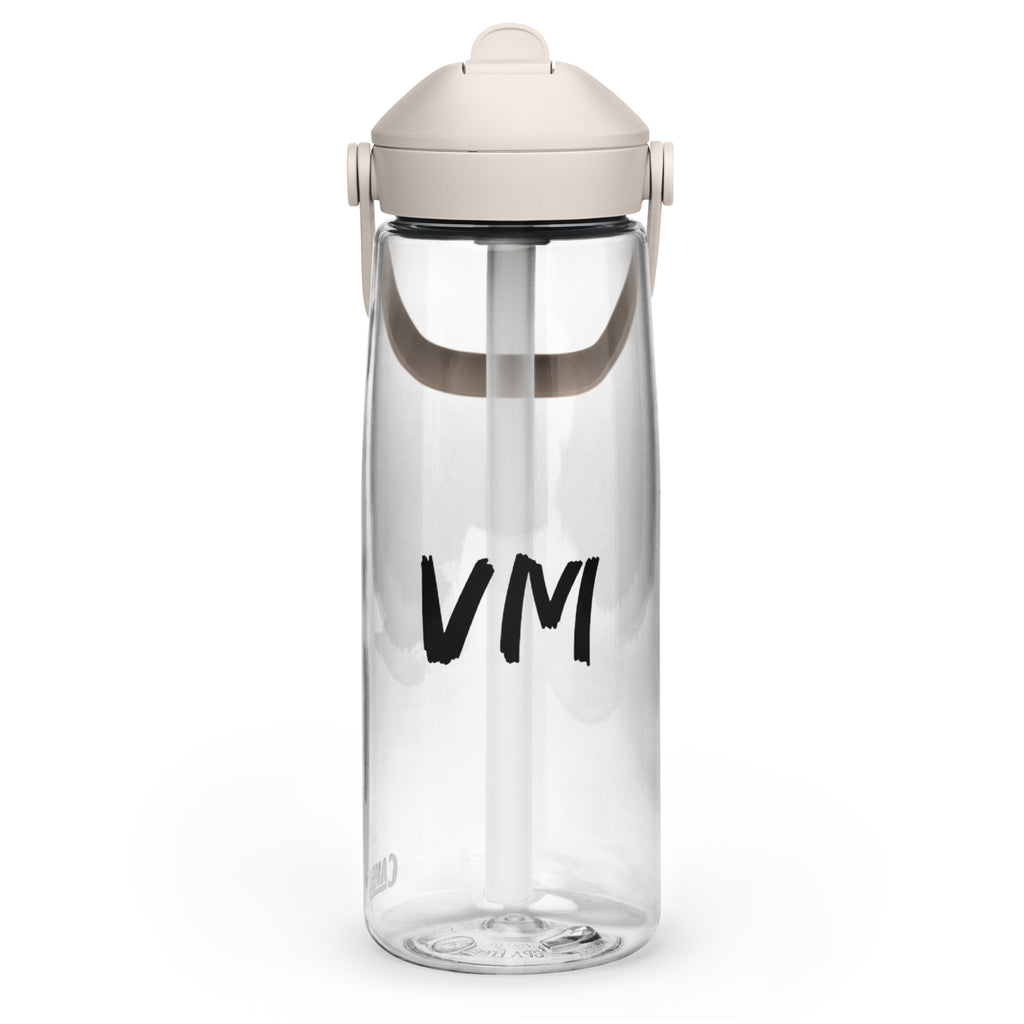 VM Flip Straw Water Bottle Stay hydrated in style with this flip straw water bottle, made from 50% recycled plastic. Resistant to stains, shattering, and odors, it keeps your drinks fresh, while the leak-proof cover and bite valve prevent spills. This ext