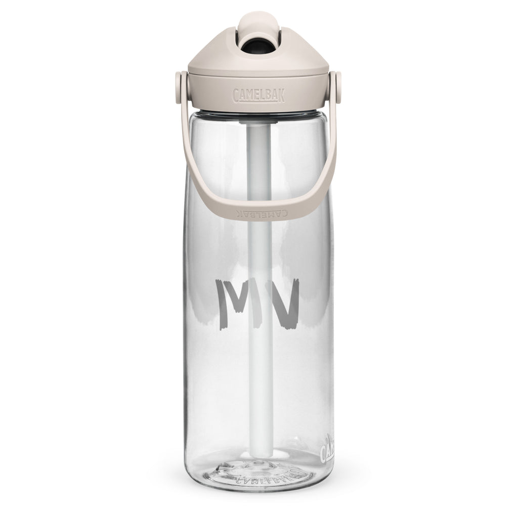 VM Flip Straw Water Bottle Stay hydrated in style with this flip straw water bottle, made from 50% recycled plastic. Resistant to stains, shattering, and odors, it keeps your drinks fresh, while the leak-proof cover and bite valve prevent spills. This ext