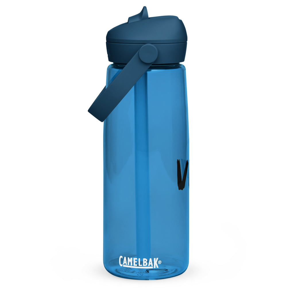 VM Flip Straw Water Bottle Stay hydrated in style with this flip straw water bottle, made from 50% recycled plastic. Resistant to stains, shattering, and odors, it keeps your drinks fresh, while the leak-proof cover and bite valve prevent spills. This ext