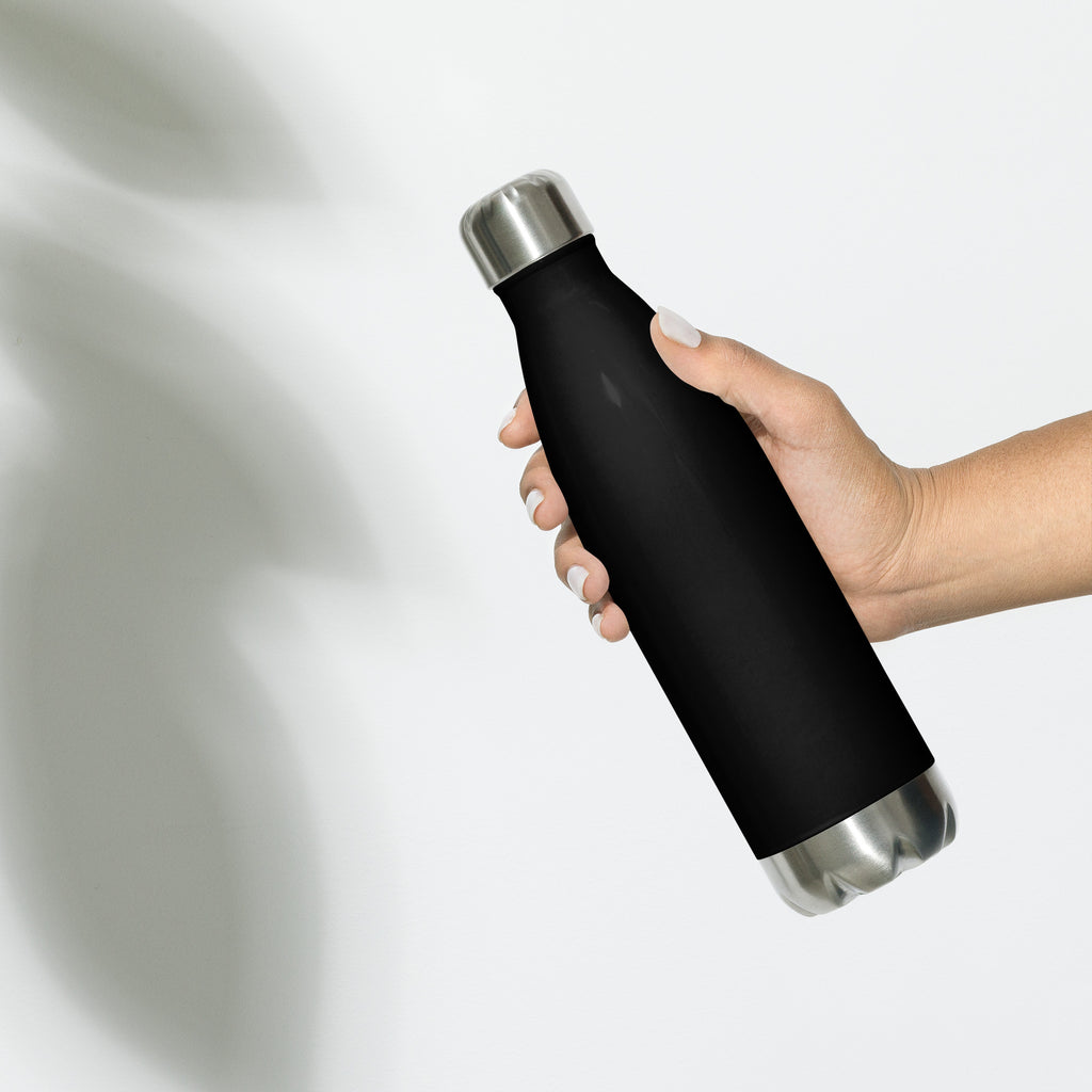 VM Stainless Steel Water Bottle This 17-ounce, double-walled stainless steel water bottle is perfect for your daily outings. It will keep your drink of choice hot or cold for hours. It also features an odor- and leak-proof cap. Throw it in your car's cup