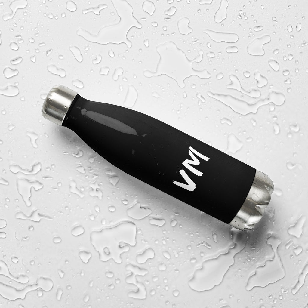 VM Stainless Steel Water Bottle This 17-ounce, double-walled stainless steel water bottle is perfect for your daily outings. It will keep your drink of choice hot or cold for hours. It also features an odor- and leak-proof cap. Throw it in your car's cup