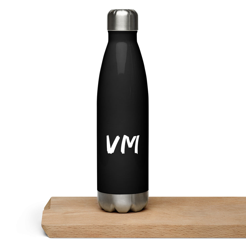 VM Stainless Steel Water Bottle This 17-ounce, double-walled stainless steel water bottle is perfect for your daily outings. It will keep your drink of choice hot or cold for hours. It also features an odor- and leak-proof cap. Throw it in your car's cup