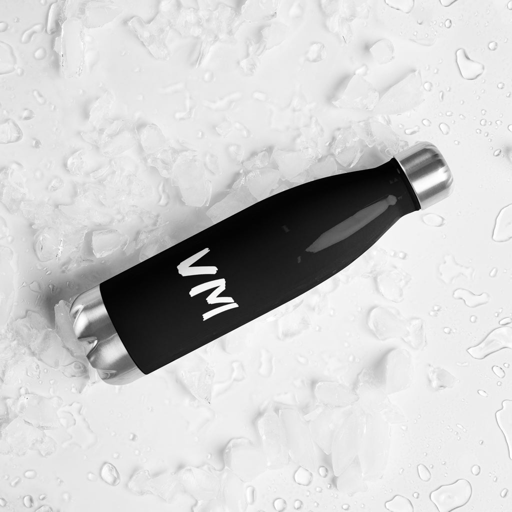 VM Stainless Steel Water Bottle This 17-ounce, double-walled stainless steel water bottle is perfect for your daily outings. It will keep your drink of choice hot or cold for hours. It also features an odor- and leak-proof cap. Throw it in your car's cup