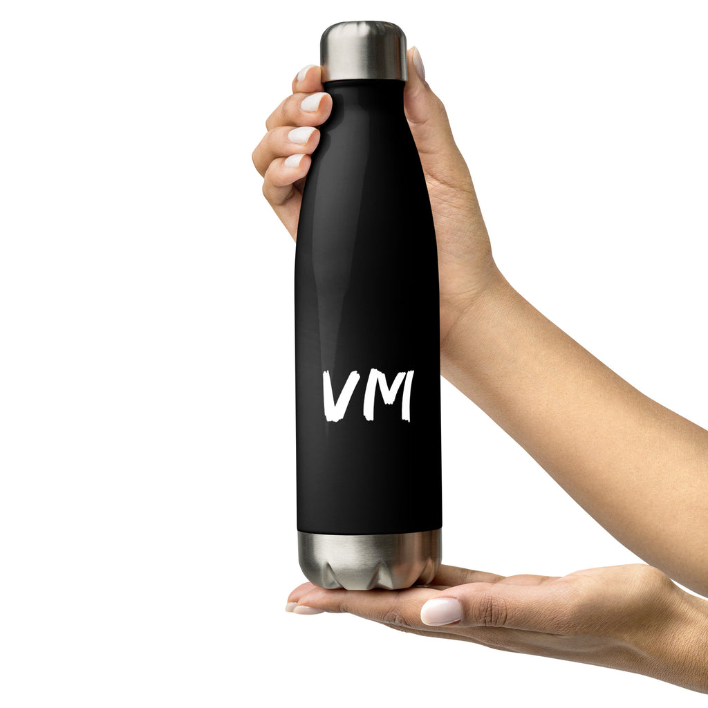 VM Stainless Steel Water Bottle This 17-ounce, double-walled stainless steel water bottle is perfect for your daily outings. It will keep your drink of choice hot or cold for hours. It also features an odor- and leak-proof cap. Throw it in your car's cup