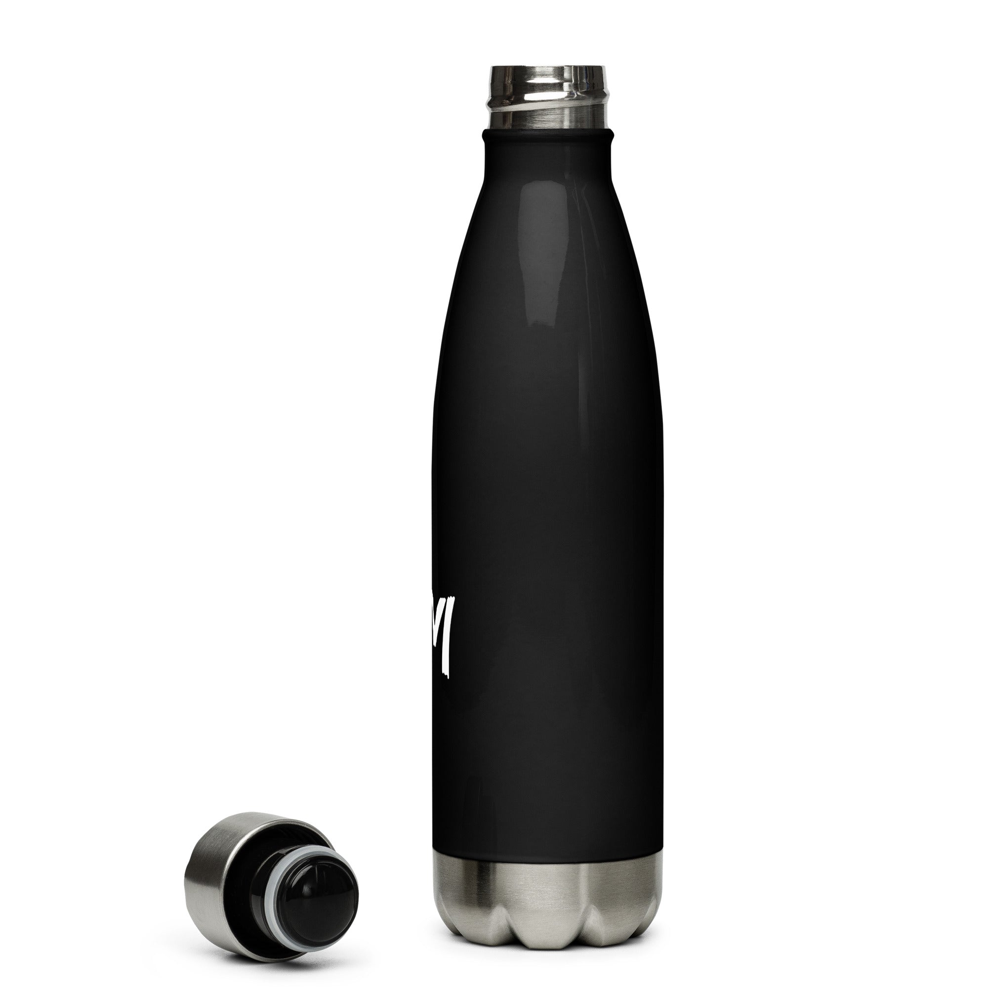 VM Stainless Steel Water Bottle This 17-ounce, double-walled stainless steel water bottle is perfect for your daily outings. It will keep your drink of choice hot or cold for hours. It also features an odor- and leak-proof cap. Throw it in your car's cup