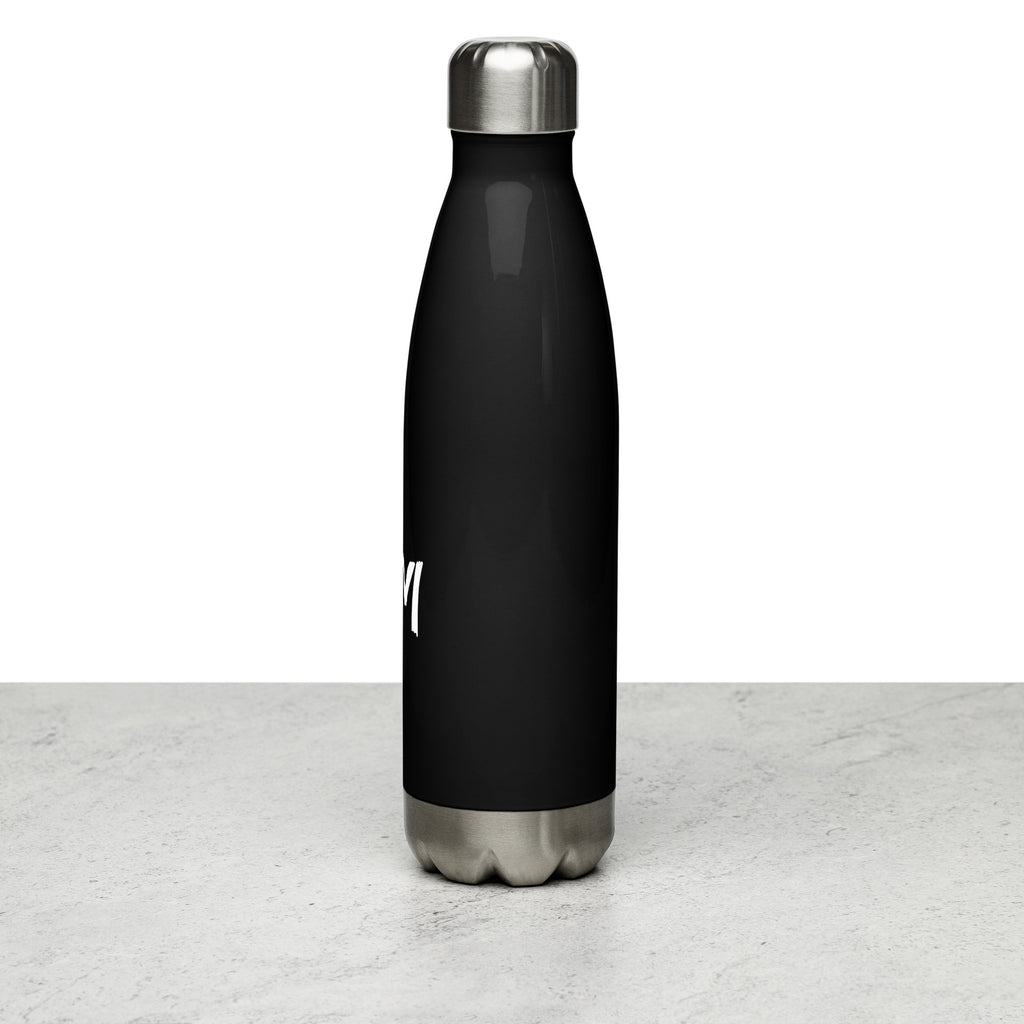 VM Stainless Steel Water Bottle This 17-ounce, double-walled stainless steel water bottle is perfect for your daily outings. It will keep your drink of choice hot or cold for hours. It also features an odor- and leak-proof cap. Throw it in your car's cup