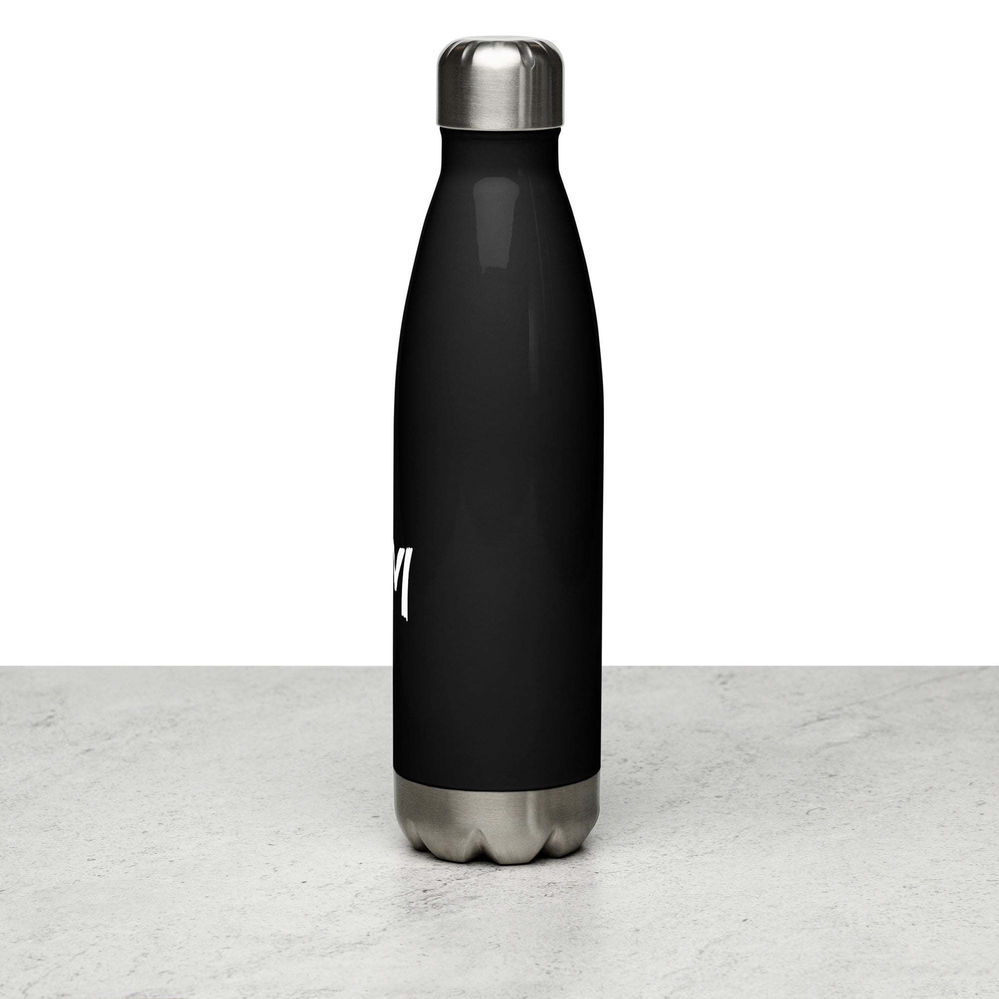 VM Stainless Steel Water Bottle This 17-ounce, double-walled stainless steel water bottle is perfect for your daily outings. It will keep your drink of choice hot or cold for hours. It also features an odor- and leak-proof cap. Throw it in your car's cup