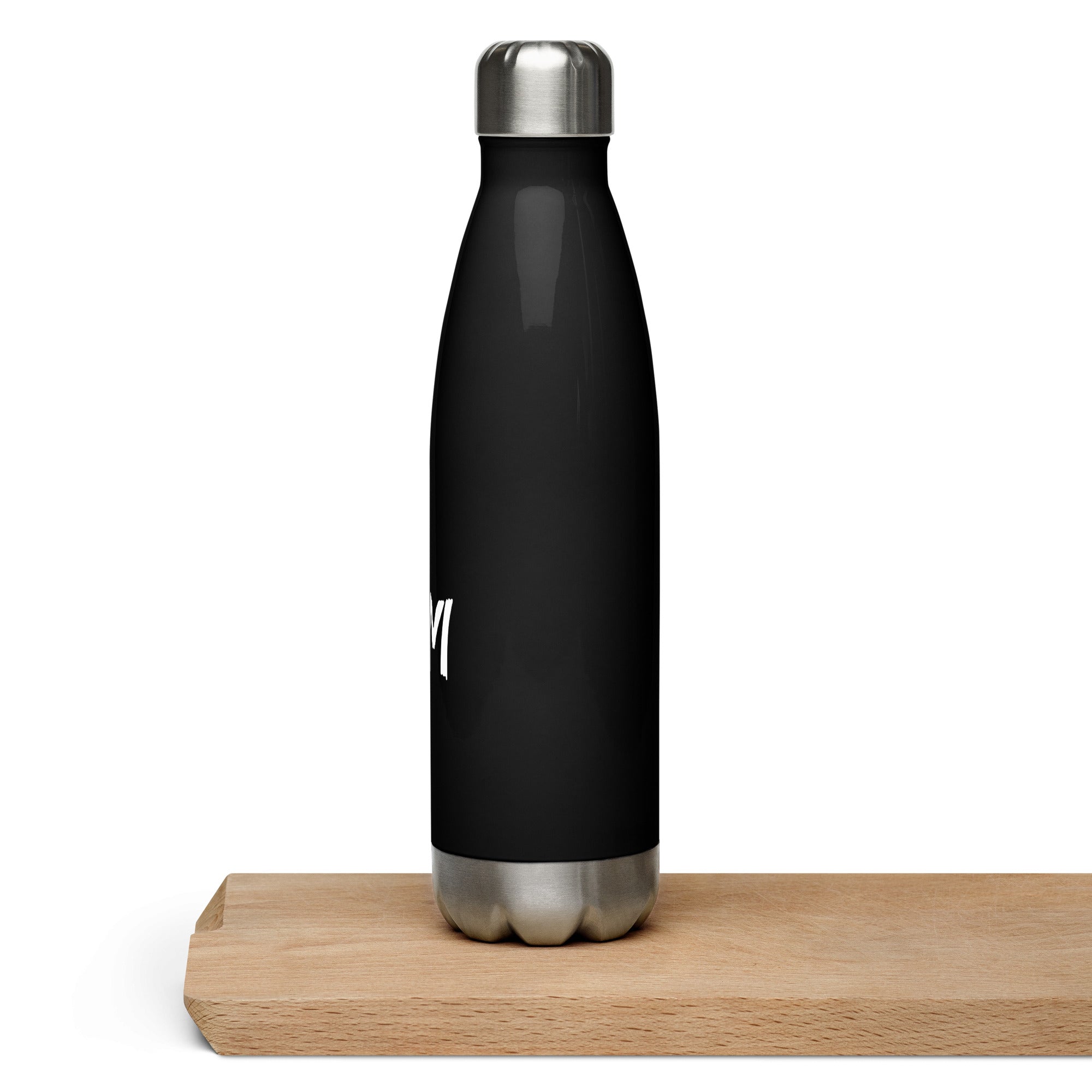 VM Stainless Steel Water Bottle This 17-ounce, double-walled stainless steel water bottle is perfect for your daily outings. It will keep your drink of choice hot or cold for hours. It also features an odor- and leak-proof cap. Throw it in your car's cup