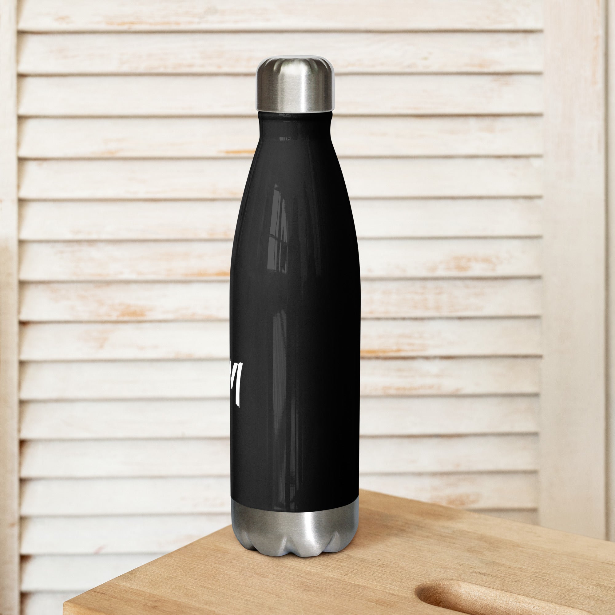 VM Stainless Steel Water Bottle This 17-ounce, double-walled stainless steel water bottle is perfect for your daily outings. It will keep your drink of choice hot or cold for hours. It also features an odor- and leak-proof cap. Throw it in your car's cup