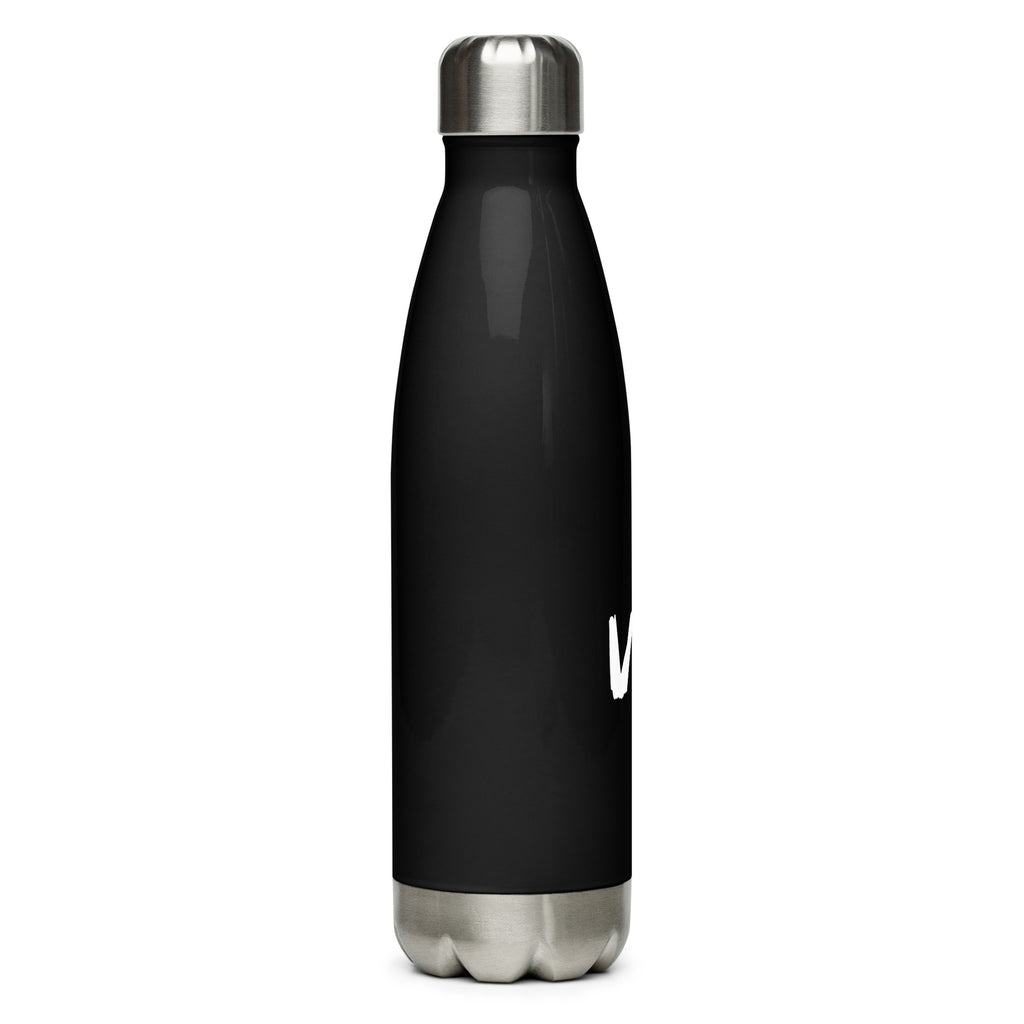 VM Stainless Steel Water Bottle This 17-ounce, double-walled stainless steel water bottle is perfect for your daily outings. It will keep your drink of choice hot or cold for hours. It also features an odor- and leak-proof cap. Throw it in your car's cup