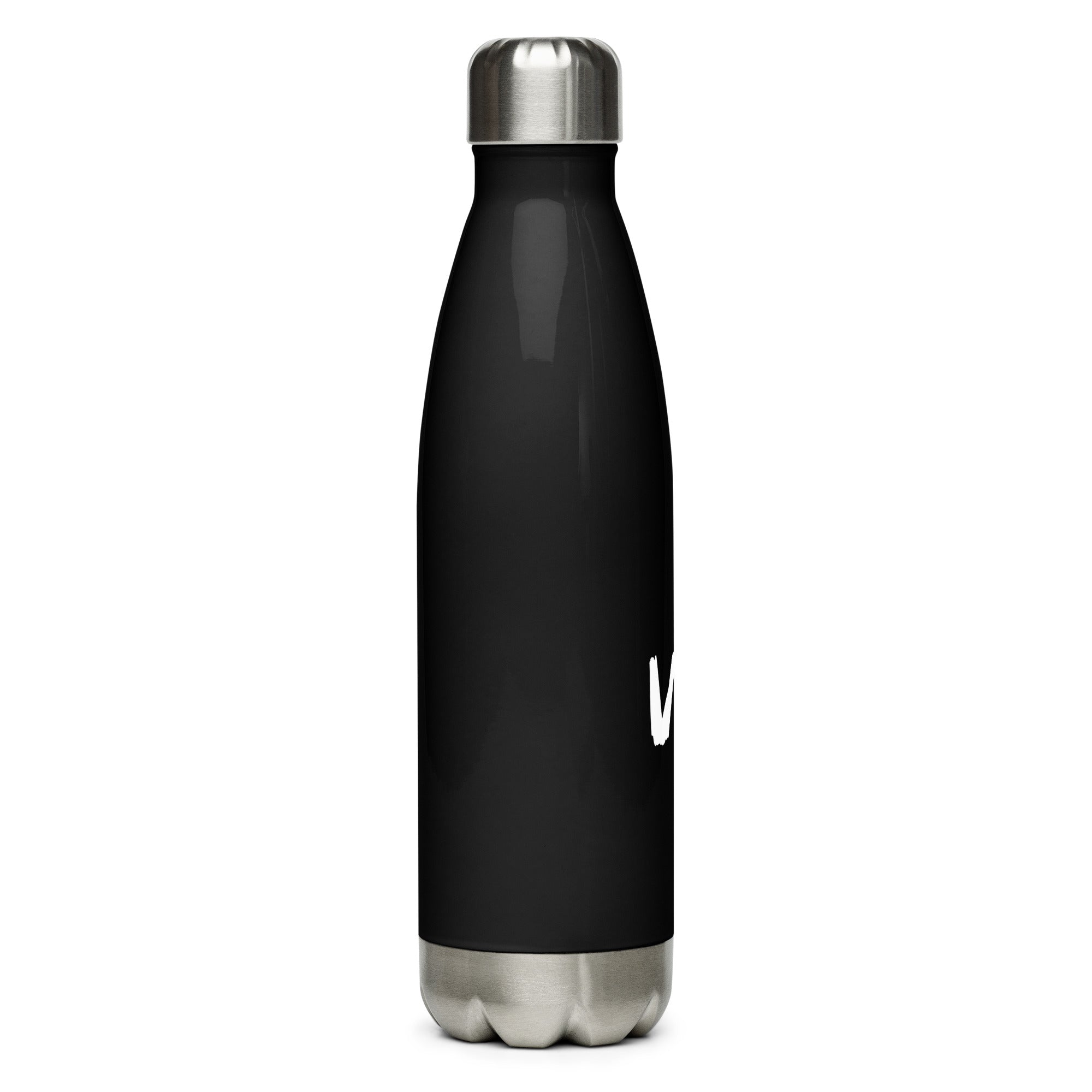 VM Stainless Steel Water Bottle This 17-ounce, double-walled stainless steel water bottle is perfect for your daily outings. It will keep your drink of choice hot or cold for hours. It also features an odor- and leak-proof cap. Throw it in your car's cup