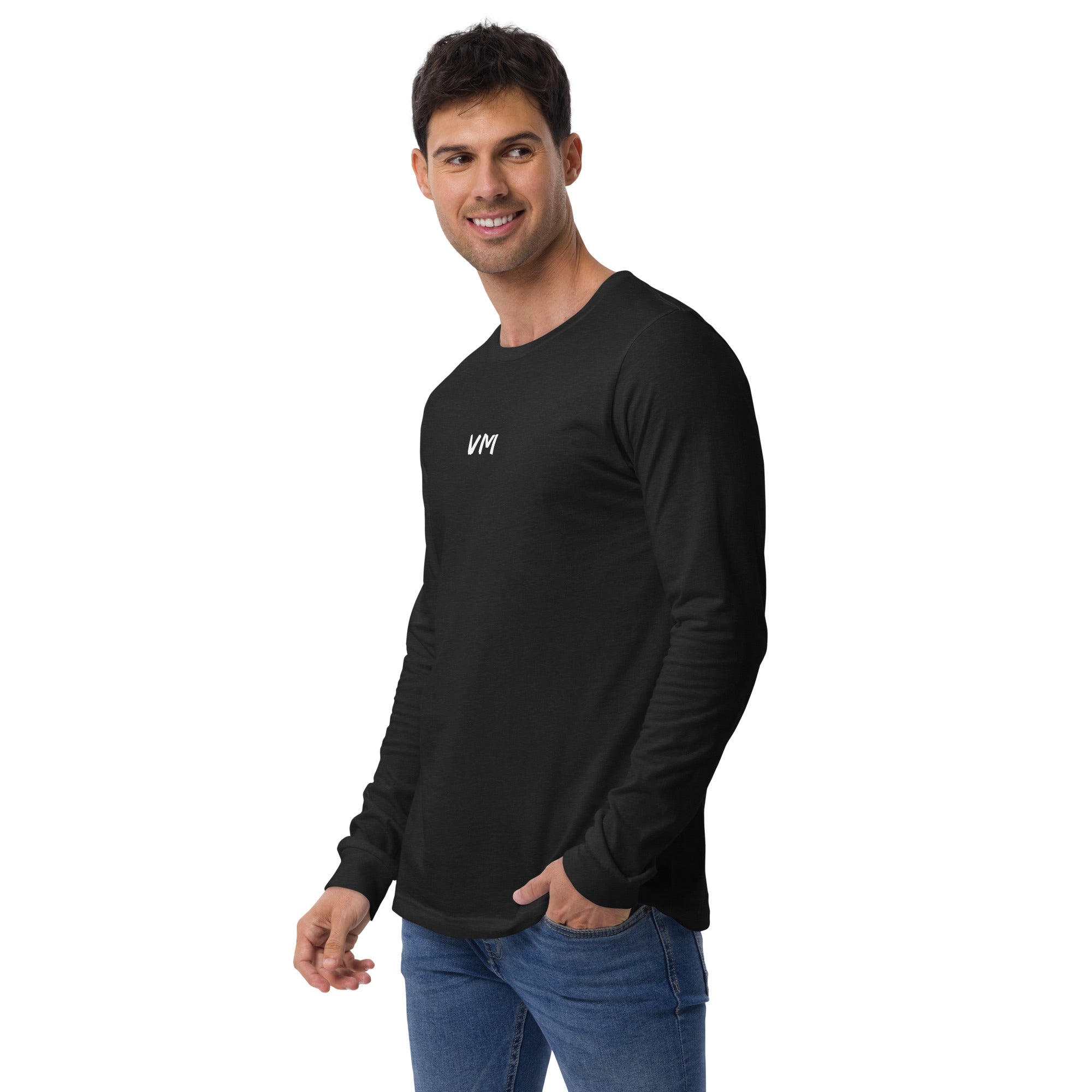 VM Unisex Long Sleeve Tee Enrich your wardrobe with a versatile long sleeve tee. For a casual look, combine it with your favorite jeans, and layer it with a button-up shirt, a zip-up hoodie, or a snazzy jacket. Dress it up with formal trousers or chinos t