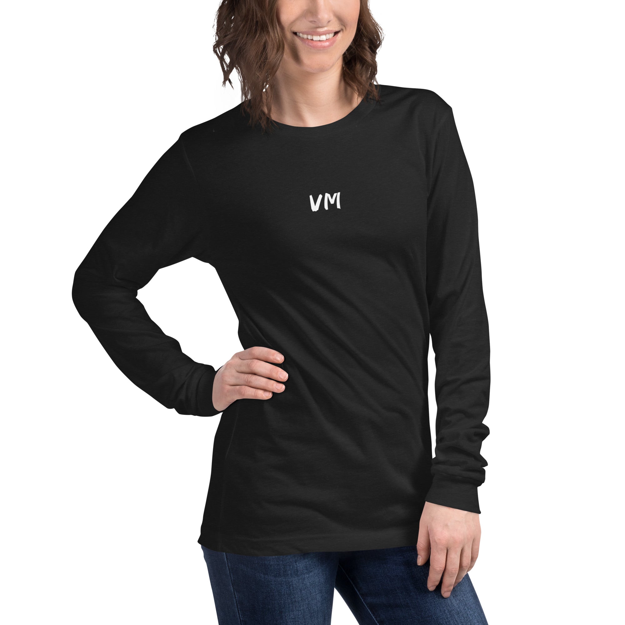 VM Unisex Long Sleeve Tee Enrich your wardrobe with a versatile long sleeve tee. For a casual look, combine it with your favorite jeans, and layer it with a button-up shirt, a zip-up hoodie, or a snazzy jacket. Dress it up with formal trousers or chinos t