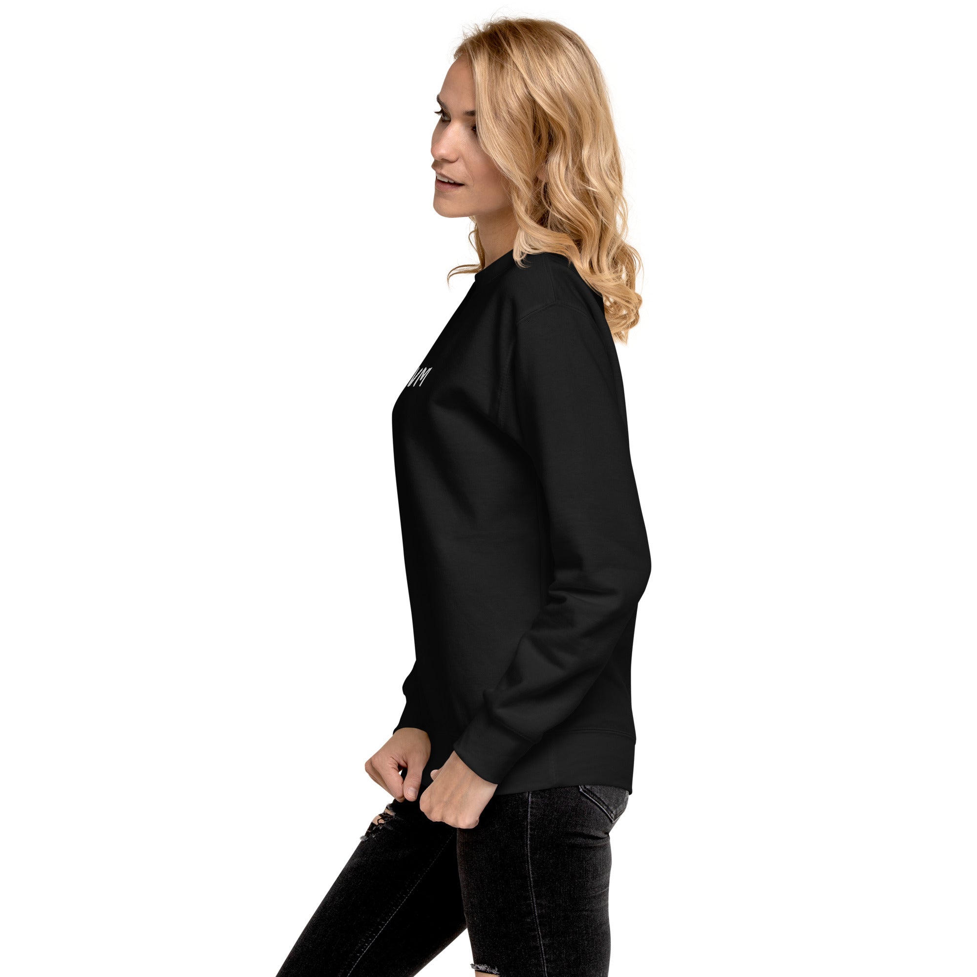 VM Unisex Premium Sweatshirt Rock a classic sweatshirt silhouette with ribbed crew neck, long sleeve cuffs, and a flat hem. Layer it up or wear it on its own for a contemporary streetwear look. With the soft fleece inside and comfortable fit, it’s sure to