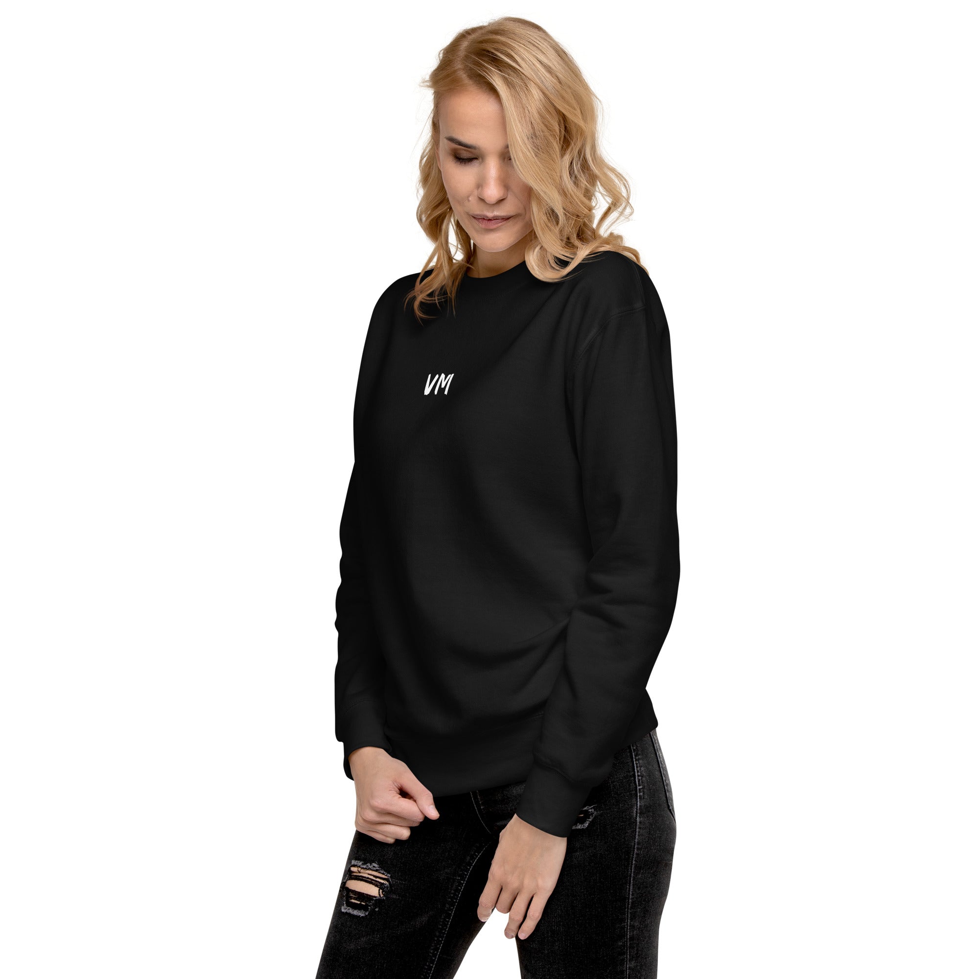VM Unisex Premium Sweatshirt Rock a classic sweatshirt silhouette with ribbed crew neck, long sleeve cuffs, and a flat hem. Layer it up or wear it on its own for a contemporary streetwear look. With the soft fleece inside and comfortable fit, it’s sure to