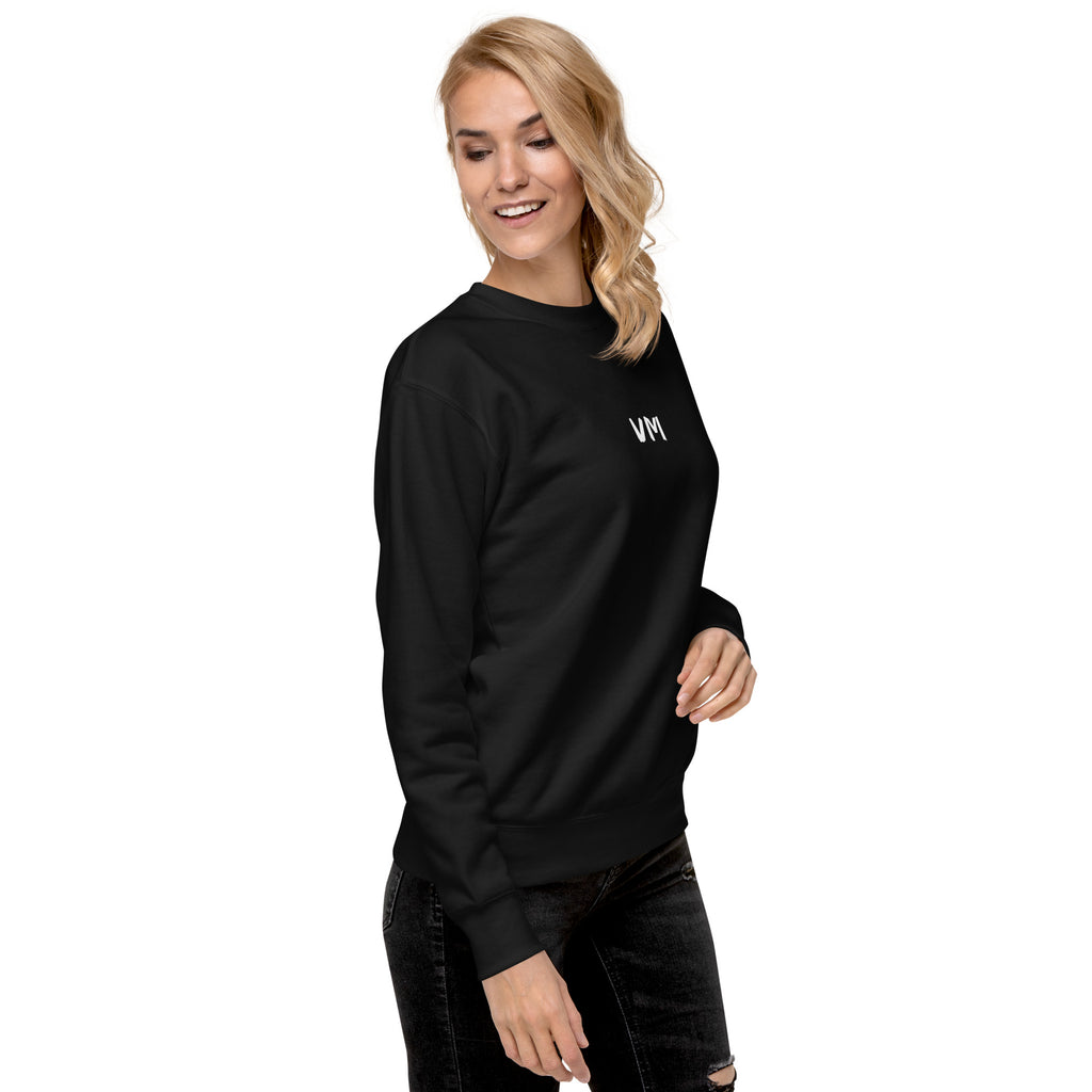 VM Unisex Premium Sweatshirt Rock a classic sweatshirt silhouette with ribbed crew neck, long sleeve cuffs, and a flat hem. Layer it up or wear it on its own for a contemporary streetwear look. With the soft fleece inside and comfortable fit, it’s sure to