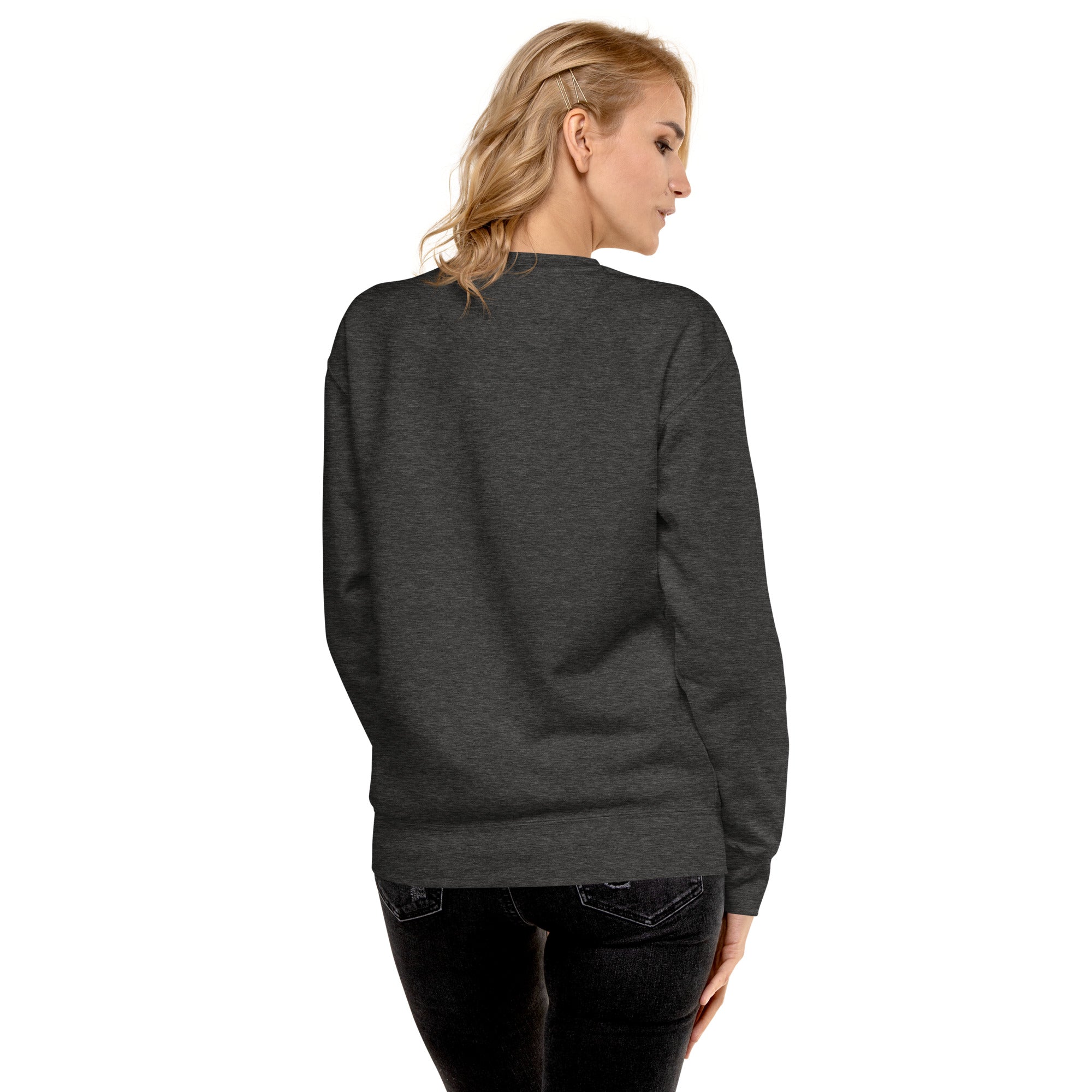 VM Unisex Premium Sweatshirt Rock a classic sweatshirt silhouette with ribbed crew neck, long sleeve cuffs, and a flat hem. Layer it up or wear it on its own for a contemporary streetwear look. With the soft fleece inside and comfortable fit, it’s sure to