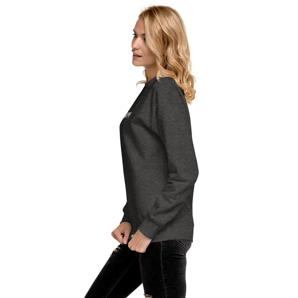 VM Unisex Premium Sweatshirt Rock a classic sweatshirt silhouette with ribbed crew neck, long sleeve cuffs, and a flat hem. Layer it up or wear it on its own for a contemporary streetwear look. With the soft fleece inside and comfortable fit, it’s sure to