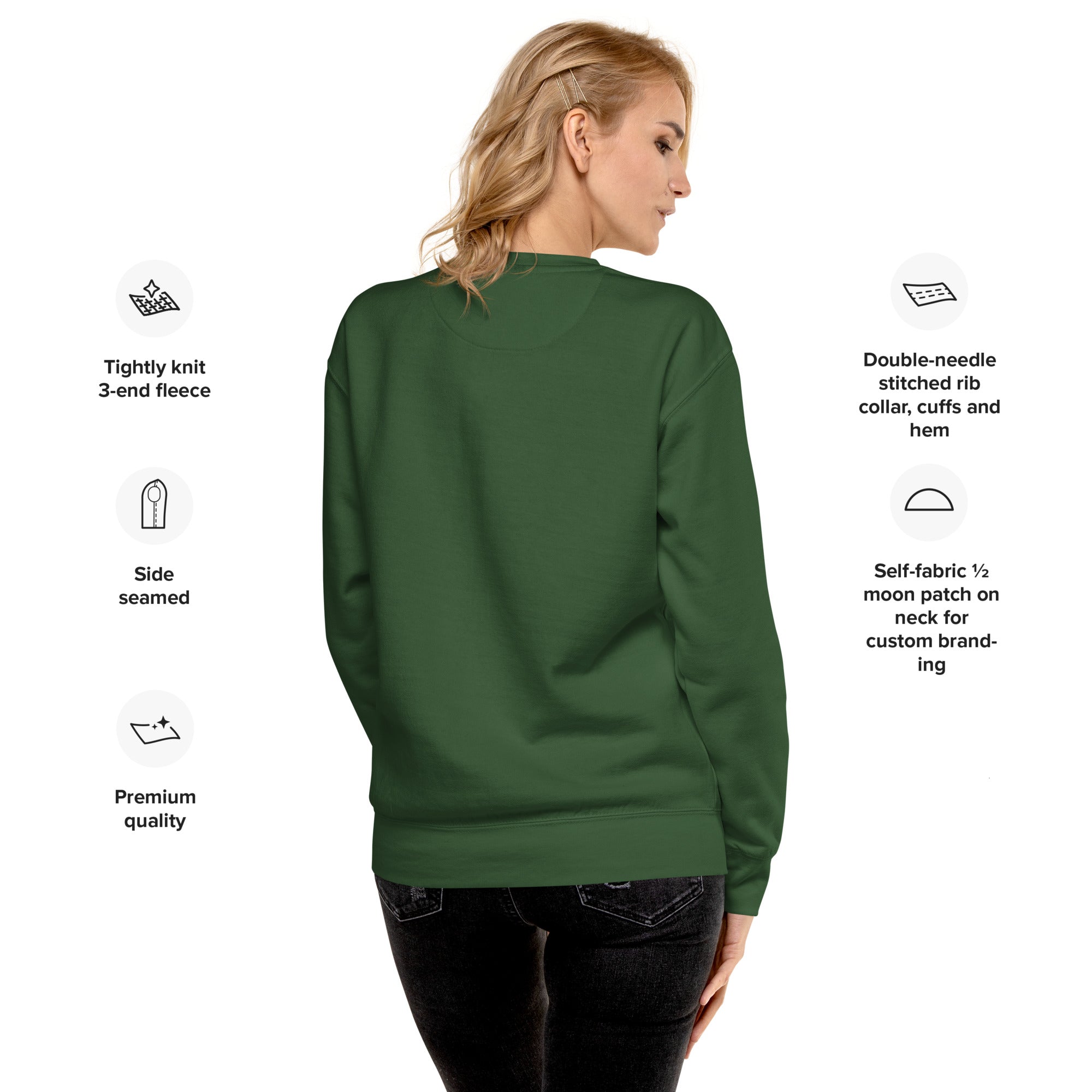 VM Unisex Premium Sweatshirt Rock a classic sweatshirt silhouette with ribbed crew neck, long sleeve cuffs, and a flat hem. Layer it up or wear it on its own for a contemporary streetwear look. With the soft fleece inside and comfortable fit, it’s sure to