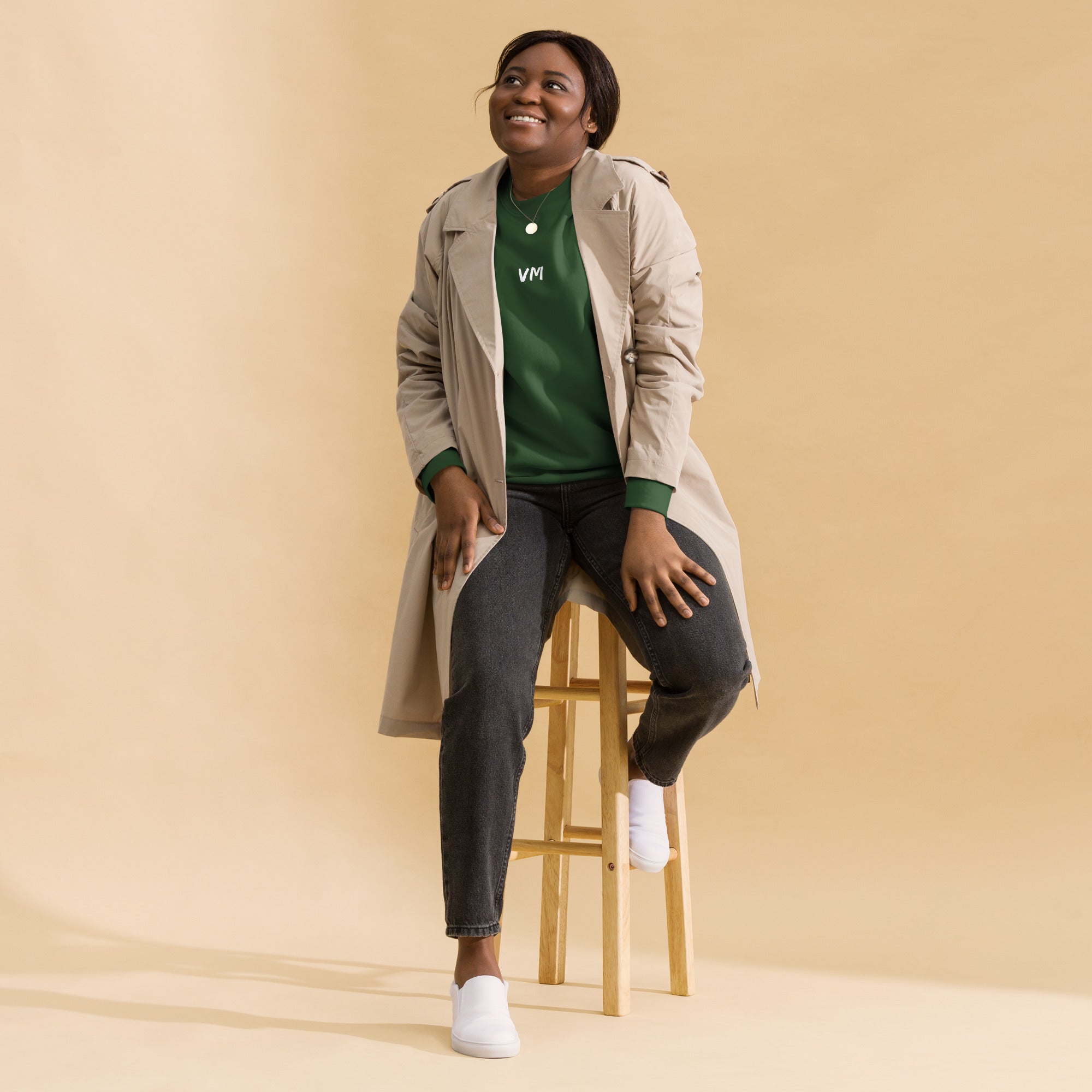 VM Unisex Premium Sweatshirt Rock a classic sweatshirt silhouette with ribbed crew neck, long sleeve cuffs, and a flat hem. Layer it up or wear it on its own for a contemporary streetwear look. With the soft fleece inside and comfortable fit, it’s sure to