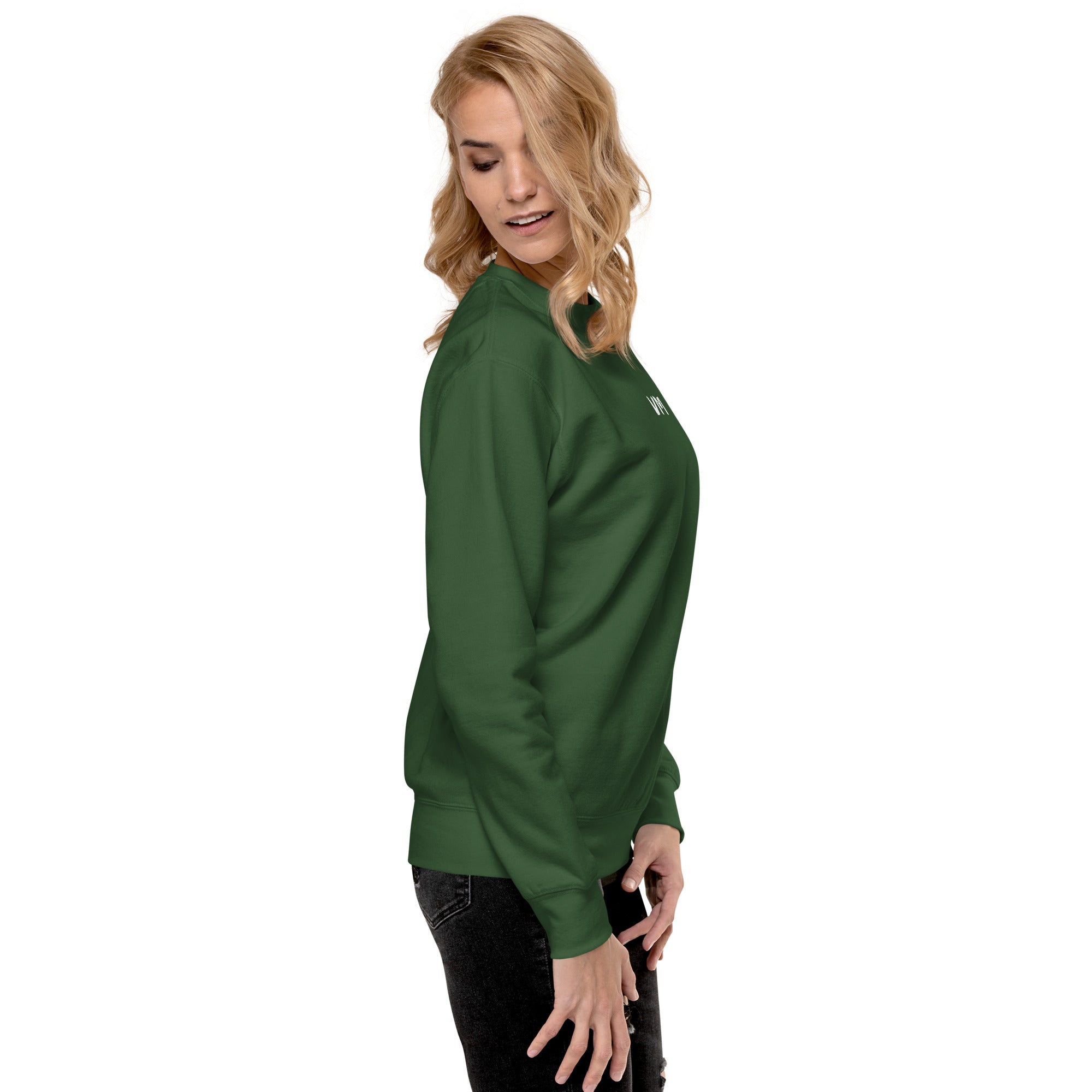 VM Unisex Premium Sweatshirt Rock a classic sweatshirt silhouette with ribbed crew neck, long sleeve cuffs, and a flat hem. Layer it up or wear it on its own for a contemporary streetwear look. With the soft fleece inside and comfortable fit, it’s sure to