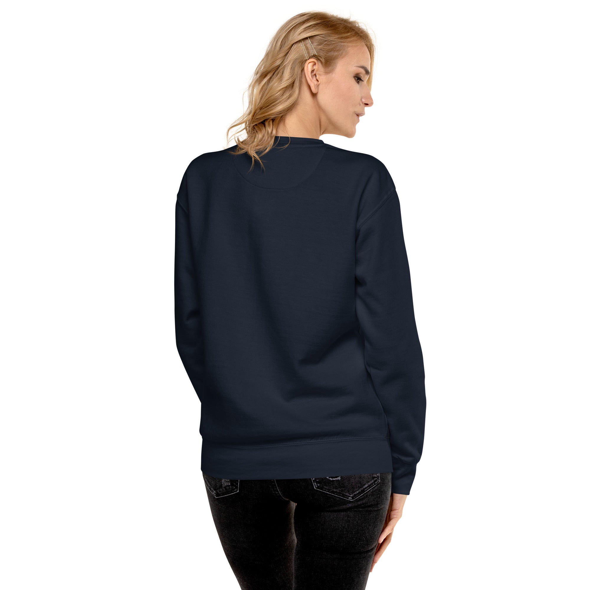VM Unisex Premium Sweatshirt Rock a classic sweatshirt silhouette with ribbed crew neck, long sleeve cuffs, and a flat hem. Layer it up or wear it on its own for a contemporary streetwear look. With the soft fleece inside and comfortable fit, it’s sure to