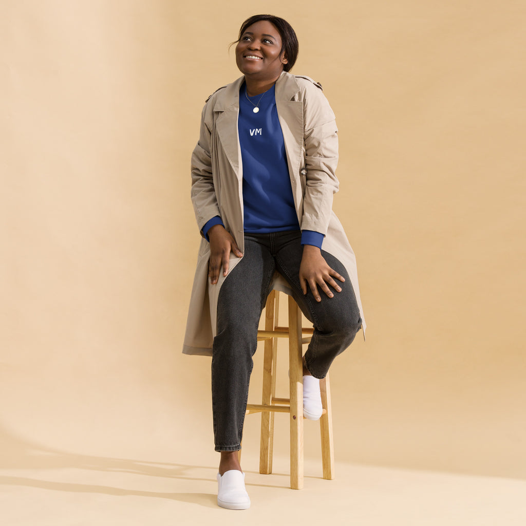 VM Unisex Premium Sweatshirt Rock a classic sweatshirt silhouette with ribbed crew neck, long sleeve cuffs, and a flat hem. Layer it up or wear it on its own for a contemporary streetwear look. With the soft fleece inside and comfortable fit, it’s sure to