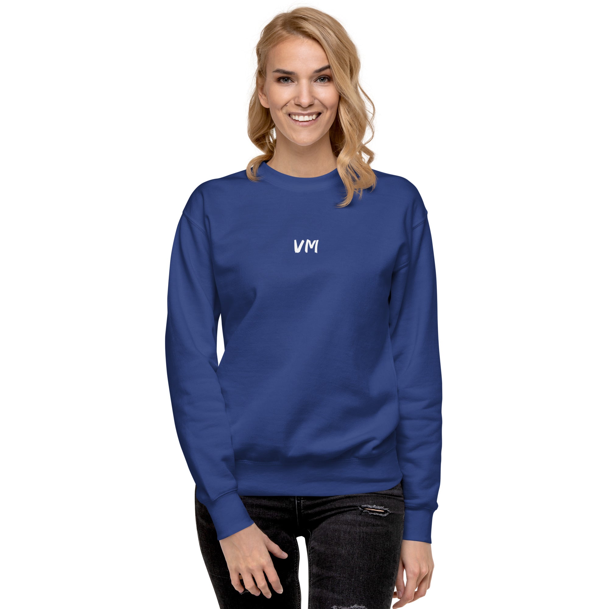 VM Unisex Premium Sweatshirt Rock a classic sweatshirt silhouette with ribbed crew neck, long sleeve cuffs, and a flat hem. Layer it up or wear it on its own for a contemporary streetwear look. With the soft fleece inside and comfortable fit, it’s sure to