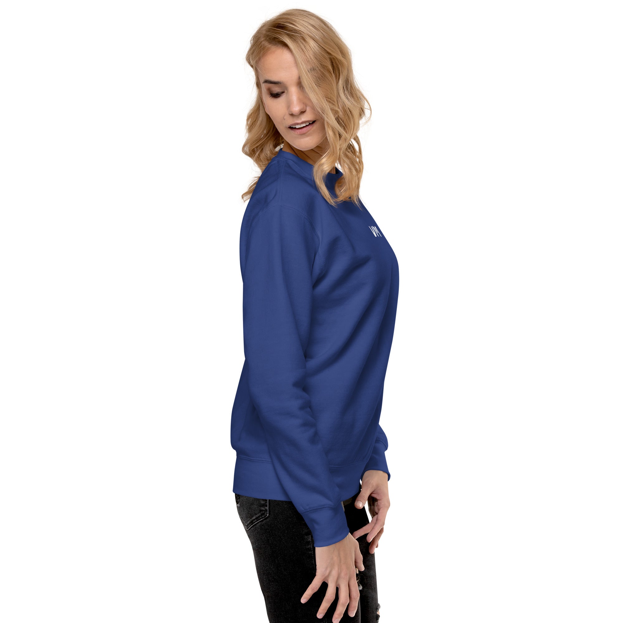 VM Unisex Premium Sweatshirt Rock a classic sweatshirt silhouette with ribbed crew neck, long sleeve cuffs, and a flat hem. Layer it up or wear it on its own for a contemporary streetwear look. With the soft fleece inside and comfortable fit, it’s sure to