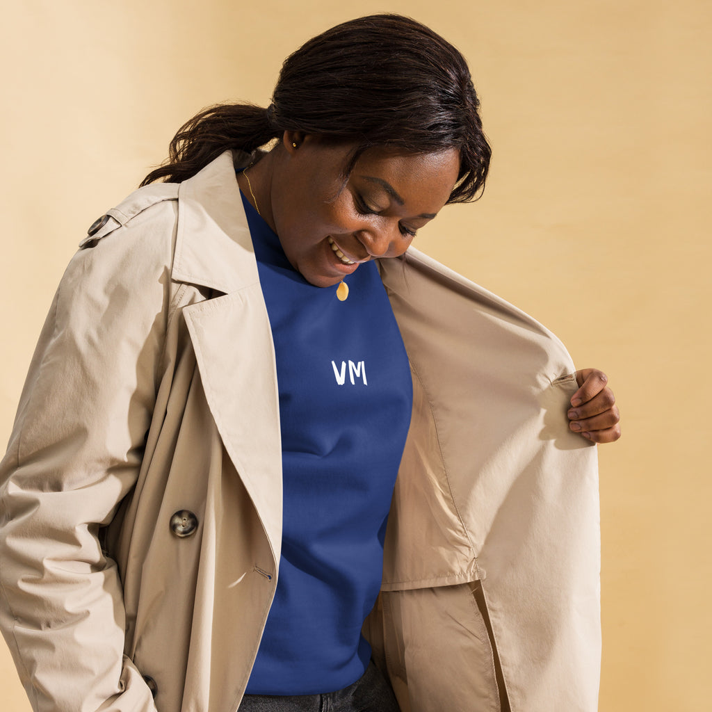 VM Unisex Premium Sweatshirt Rock a classic sweatshirt silhouette with ribbed crew neck, long sleeve cuffs, and a flat hem. Layer it up or wear it on its own for a contemporary streetwear look. With the soft fleece inside and comfortable fit, it’s sure to