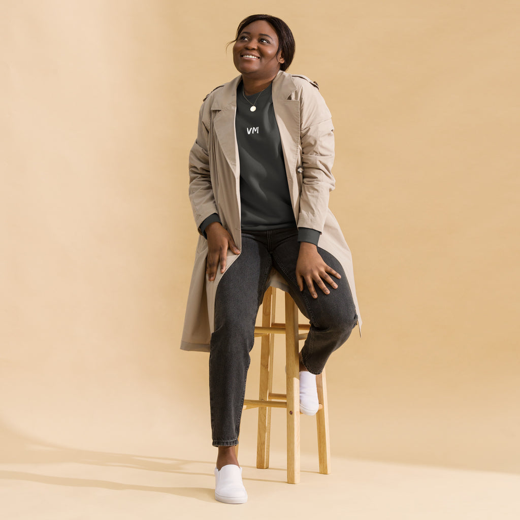 VM Unisex Premium Sweatshirt Rock a classic sweatshirt silhouette with ribbed crew neck, long sleeve cuffs, and a flat hem. Layer it up or wear it on its own for a contemporary streetwear look. With the soft fleece inside and comfortable fit, it’s sure to