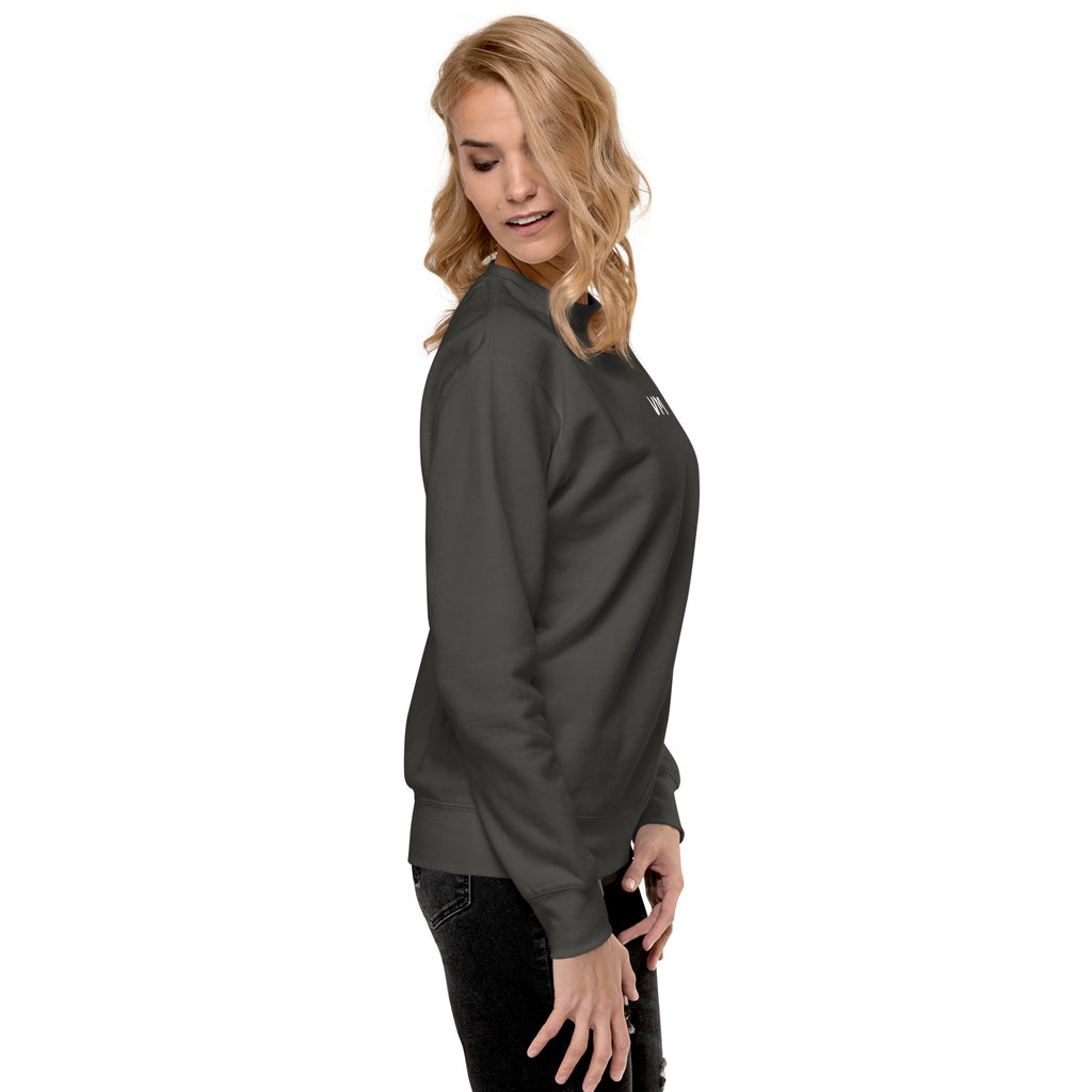 VM Unisex Premium Sweatshirt Rock a classic sweatshirt silhouette with ribbed crew neck, long sleeve cuffs, and a flat hem. Layer it up or wear it on its own for a contemporary streetwear look. With the soft fleece inside and comfortable fit, it’s sure to